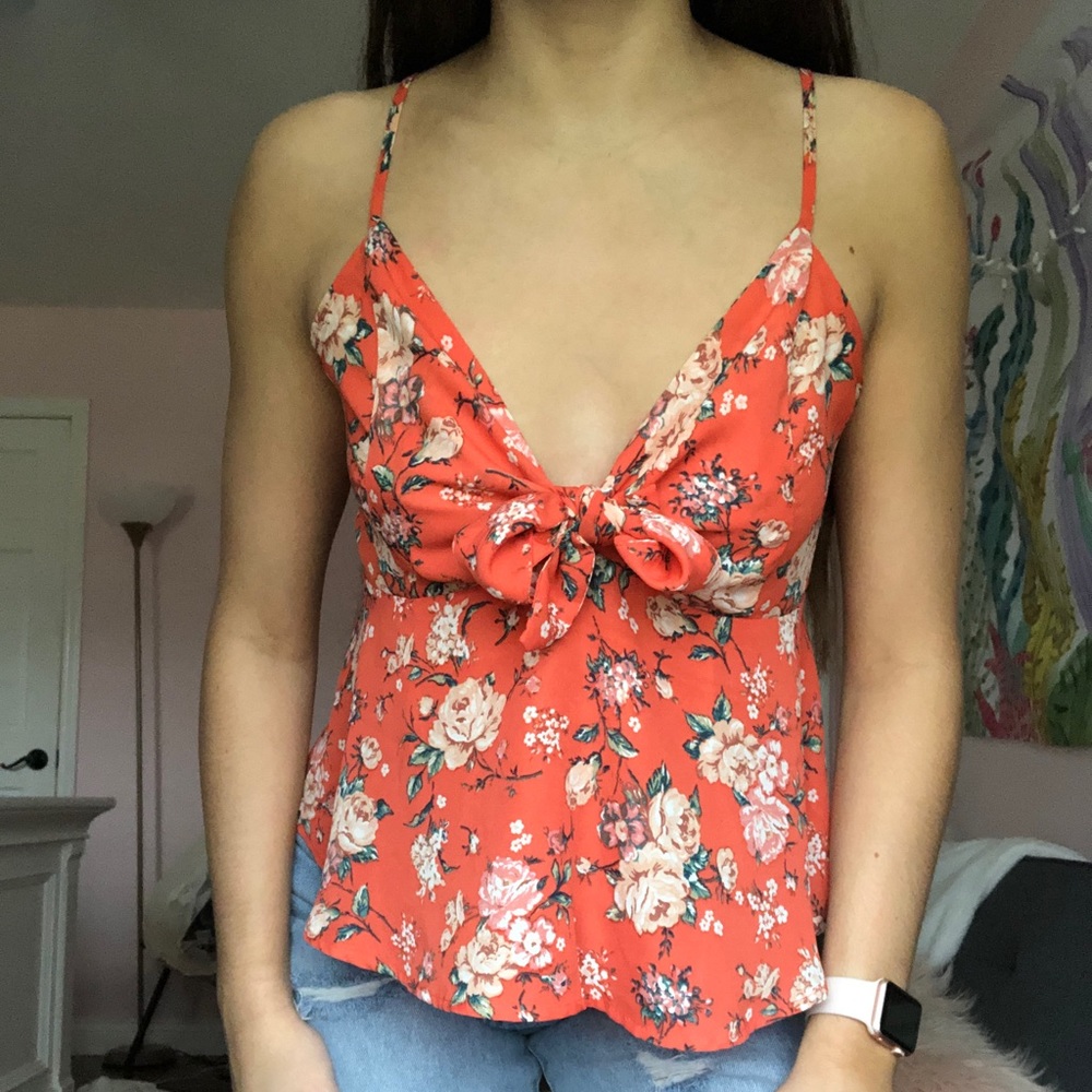 Red Floral Tank Top